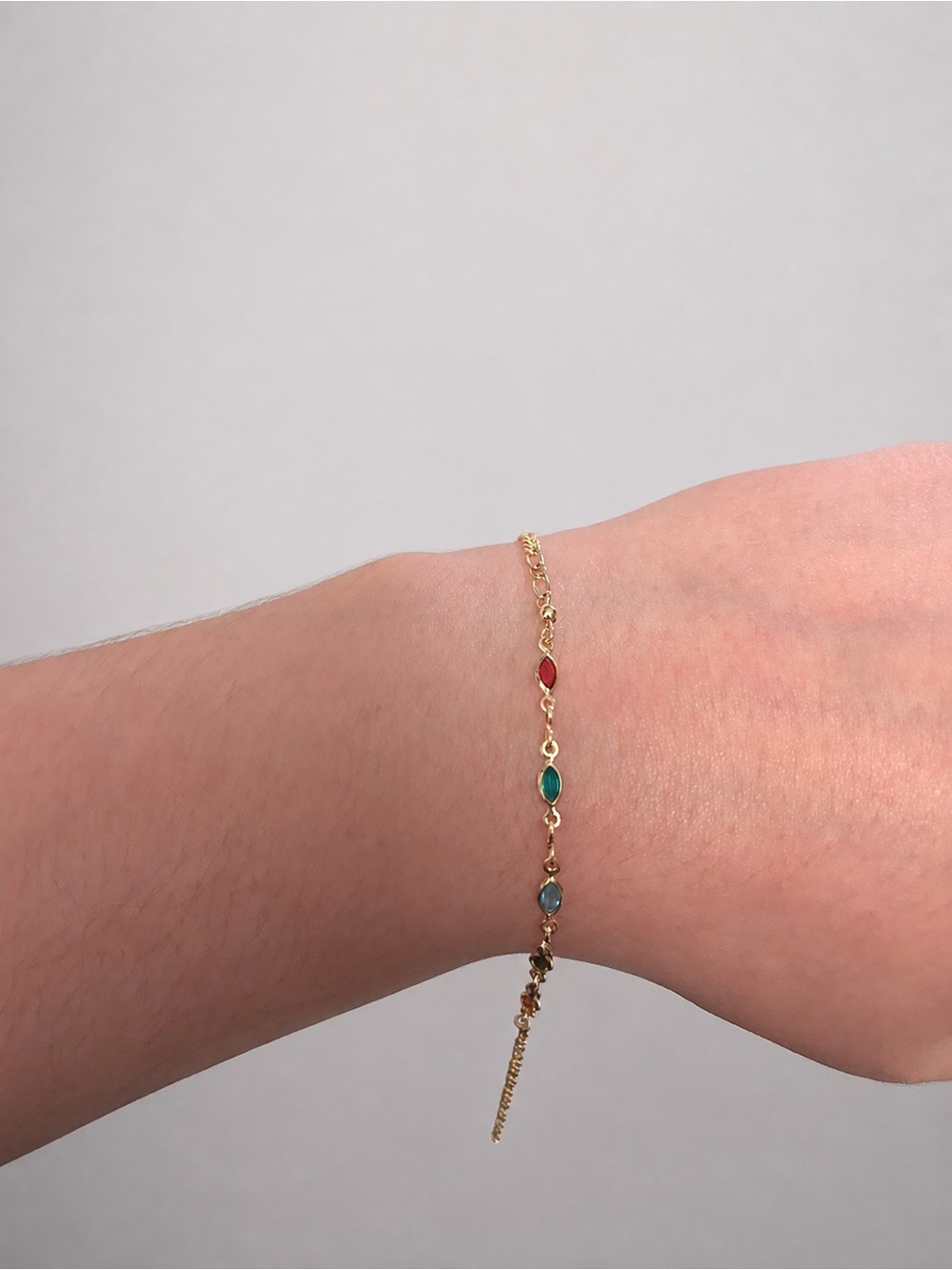 18K Gold-Filled Multicolor Gemstone Bracelet
